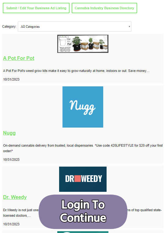 Cannabis Industry Business Directory Login To Continue